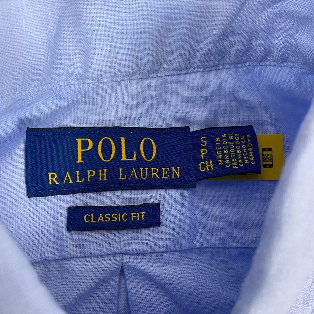 Polo Ralph Lauren Mens S Blue Linen Cotton Button Down Shirt NEW Classic Fit - Picture 5 of 8